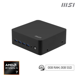 MSI Cubi Z AI 8M AMD Ryzen 7 8845HS Barebone, 0.9L sized PC, Mini PC barebone, AMD SoC, Collegamento ethernet LAN, Wi-Fi 6E (80
