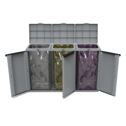 Contenitore EcoCab 3 per raccolta differenziata - 102x39x88,7 cm - 3 portasacco da 110 L ciascuno - Terry