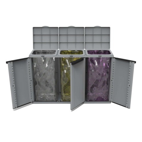 Contenitore EcoCab 3 per raccolta differenziata - 102x39x88,7 cm - 3 portasacco da 110 L ciascuno - Terry