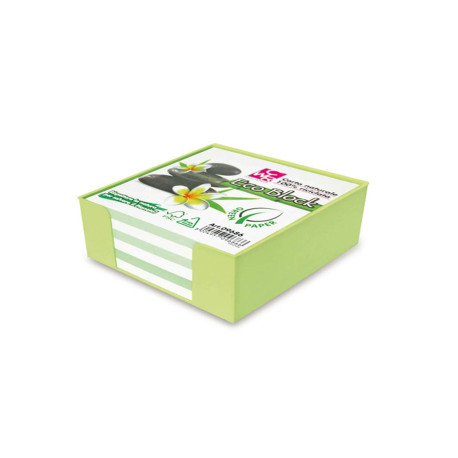 Contenitore in plastica con foglietti - bianco - 10 x 10 x 5cm - carta riciclata 100% - IKona+