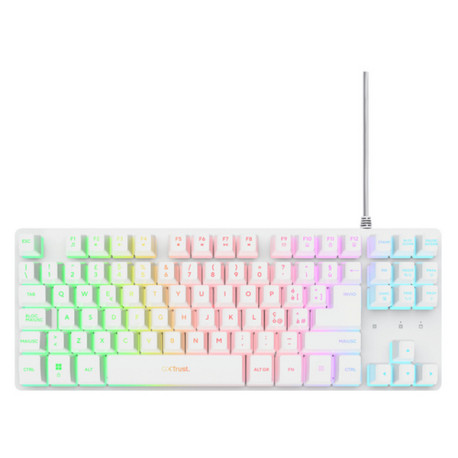 Trust 25924, Cablato, USB, QWERTY, LED, Bianco, Mouse incluso