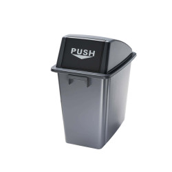 Contenitore Office 60 Lt - con coperchio push - per rifiuto secco - 33x46x79 cm - grigio/nero - Medial