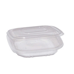 Contenitori in PP - con coperchio incernierato - 15,5 x 15,5 x 3,7 cm - Europack - conf. 50 pezzi