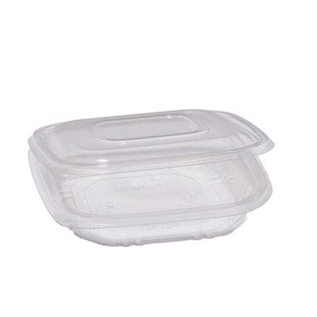 Contenitori in PP - con coperchio incernierato - 15,5 x 15,5 x 3,7 cm - Europack - conf. 50 pezzi