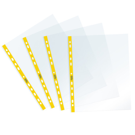 Buste forate Sprint - c/ banda - liscia - 22 x 30 cm - giallo - Favorit - conf. 25 pezzi