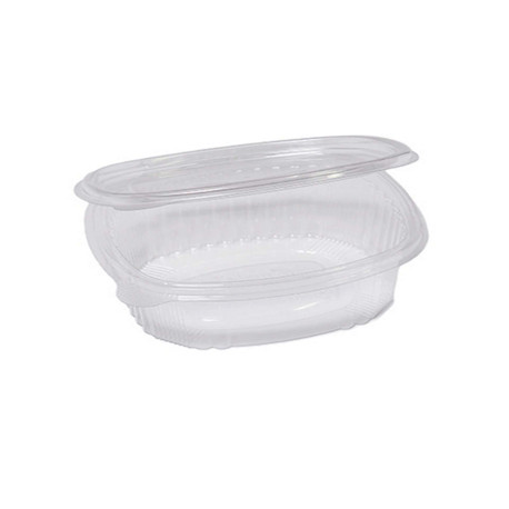 Contenitori ovali in PET - con coperchio incernierato - 14 x 11,9 x 5 cm - Europack - pack 50 pezzi