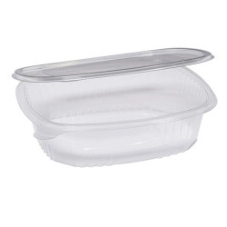 Contenitori ovali in PET - con coperchio incernierato - 22,5 x 19,2 x 7,7 cm - Europack - conf. 50 pezzi
