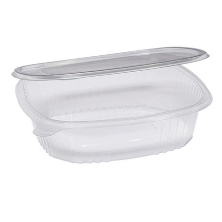 Contenitori ovali in PET - con coperchio incernierato - 22,5 x 19,2 x 7,7 cm - Europack - conf. 50 pezzi