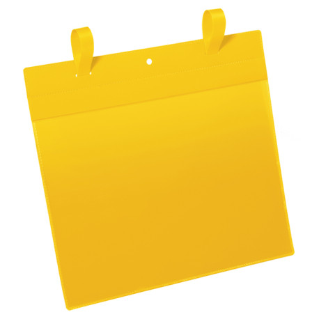 Buste identificative - con fascette di aggancio - A4 orizzontale - giallo - Durable - conf. 50 pezzi
