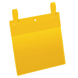 Buste identificative - con fascette di aggancio - A5 orizzontali - giallo - Durable - conf. 50 pezzi