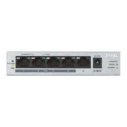 Zyxel GS1005HP - Switch - unmanaged - 4 x 10/100/1000 (PoE+) + 1 x 10/100/1000 - desktop, montaggio a parete - PoE (60 W)
