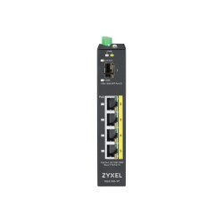 Zyxel RGS100-5P - Switch - unmanaged - 4 x 10/100/1000 (PoE+) + 1 x Fast Ethernet/Gigabit SFP - montabile su rack, montabile su