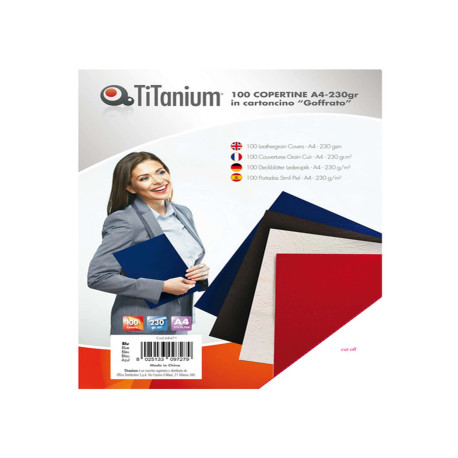 Copertine rilegatura - A4 - 230 gr - cartoncino goffrato - blu - Titanium - scatola 100 pezzi