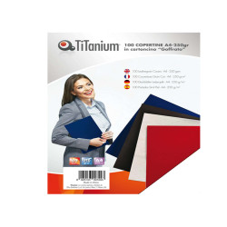 Copertine rilegatura - A4 - 250 gr - cartoncino goffrato - bianco - Titanium - scatola 100 pezzi