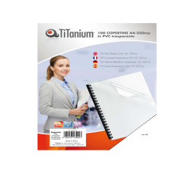 Copertine rilegatura - A4 - 250 micron - PVC - neutro trasparente - Titanium - scatola 100 pezzi