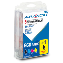 Armor - Cartuccia ink Compatibile  per Brother - C/M/Y/2K - LC970/1000BK x 2 LC970/1000C LC970/1000M LC970/1000Y - Conf. 5 cart