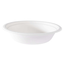 Coppetta monouso - per dessert - rotondo - diametro 13,5 cm - 390 ml - canna da zucchero - bianco - Signor Bio - conf. 50 pezzi