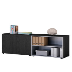 Coppia Prestige - mobili bassi a giorno - 162,8 x 43 x 81,4 cm - nero venato