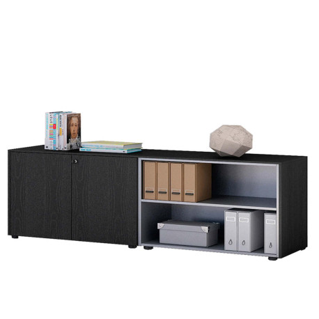 Coppia Prestige - mobili bassi a giorno - 162,8 x 43 x 81,4 cm - nero venato