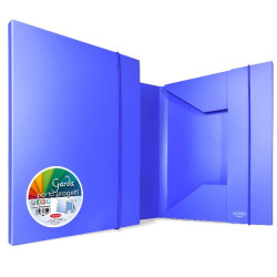 cartella 3 lembi in ppl opaco blu - elastico tondo in tinta - dorso 0-3 cm