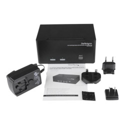 StarTech.com Switch KVM DVI USB per monitor triplo a 2 porte con audio e hub USB 2.0 - Switch KVM / audio / USB - 2 x KVM / aud