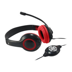 Conceptronic CCHATSTARU2R - Cuffie con microfono - over ear - cablato - USB - nero, rosso