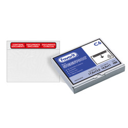 Busta adesiva Speedy Doc - con stampa "contiene documenti" - C6 (16,5 x 11 cm) - LDPE - trasparente - Favorit - conf. 100 pezzi