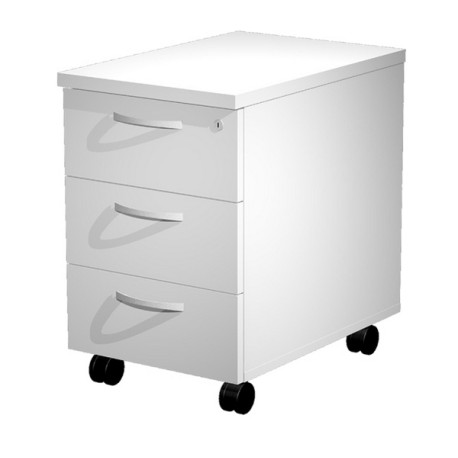 Cassettiera Agorà - 3 cassetti - con ruote - 44 x 60 x 60 cm - bianco