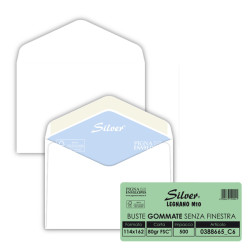 Busta Busta Silver FSC - senza finestra - gommata - 11,4 x 16,2 cm - 80 gr - bianco - Pigna Envelopes - conf. 500 pezzi