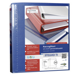 Raccoglitore personalizzabile Stelvio TI - 22 x 30 cm - 4 anelli a D 50 mm - dorso 7,5 cm - blu - Sei Rota