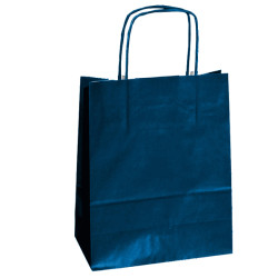 Shopper Twisted - maniglie cordino - 18 x 8 x 24 cm - carta kraft - blu - Mainetti Bags - conf. 25 pezzi