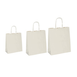 Shopper Twisted - maniglie cordino - 22 x 10 x 29 cm - carta kraft - sabbia - Mainetti Bags - conf. 25 pezzi