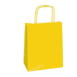 Shopper Twisted - maniglie cordino - 26 x 11 x 34,5 cm - carta kraft - giallo - Mainetti Bags - conf. 25 pezzi