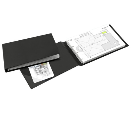 Raccoglitore Sanremo 2000 - 42 x 30 cm album - 4 anelli a D 25 mm - dorso 4 cm - nero - Sei Rota