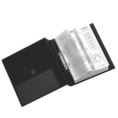 Raccoglitore Stelvio - 22 x 30 cm - 2 anelli a R 25 mm - dorso 3 cm - nero - Sei Rota