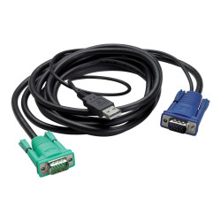 APC - Cavo tastiera / video / mouse (KVM) - USB, HD-15 (VGA) (M) a HD-15 (VGA) (M) - 3.66 m - nero - per P/N: AP5201, AP5202, A