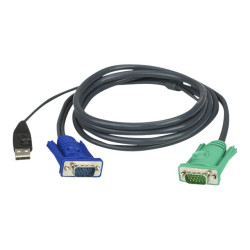 ATEN Micro-Lite 2L-5203U - Cavo tastiera / video / mouse (KVM) - USB, HD-15 (VGA) (M) a DB-15 (F) - 3 m - per KVM on the NET CS