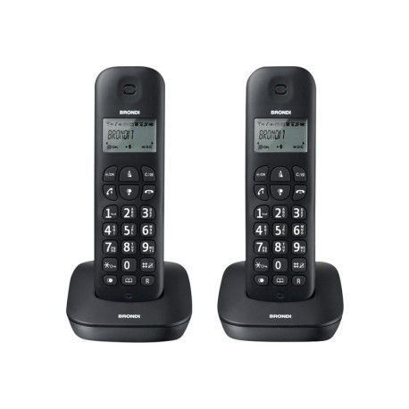 Brondi GALA Twin - Telefono cordless con ID chiamante - DECTGAP - nero + ricevitore aggiuntivo