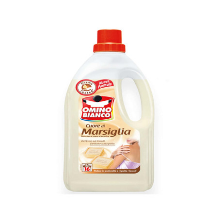 Detersivo liquido Cuore di Marsiglia - a mano e in lavatrice - 1 L - Omino Bianco