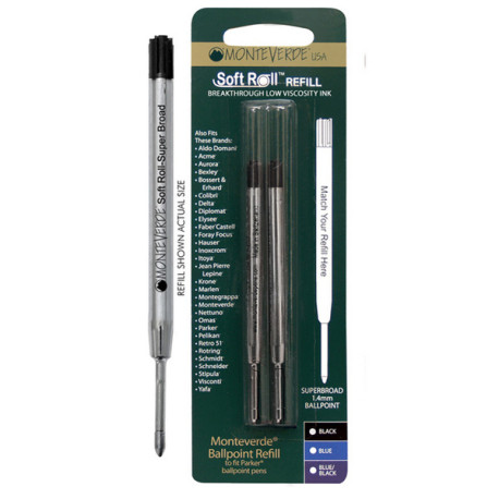 Refill per sfera Parker - punta large - nero  - Monteverde - conf. 2 pezzi