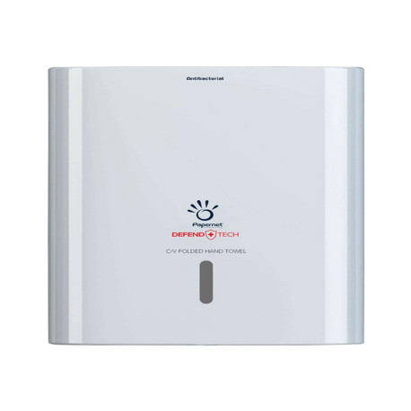 Dispenser asciugamani Defend Tech - piegati C/V - 33,6 x 14,5 x 30 cm - bianco - Papernet