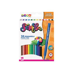 DECO - Penna punta in fibra - samba - fibra - colori assortiti (pacchetto di 24)