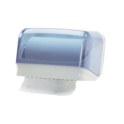Dispenser asciugamani in rotolo/fogli - 30x19,5x25,1 cm - plastica - bianco/azzurro trasparente - Mar Plast
