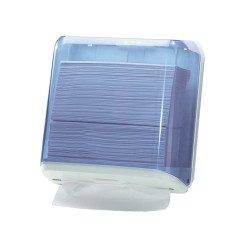 Dispenser asciugamani piegati C/V/Z - 28x13,7x37,5 cm - plastica - bianco/azzurro trasparente - Mar Plast