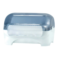Dispenser carenato da banco Wiperbox per bobine asciugatutto - 34x31,5x36 cm - bianco/azzurro trasparente - Mar Plast