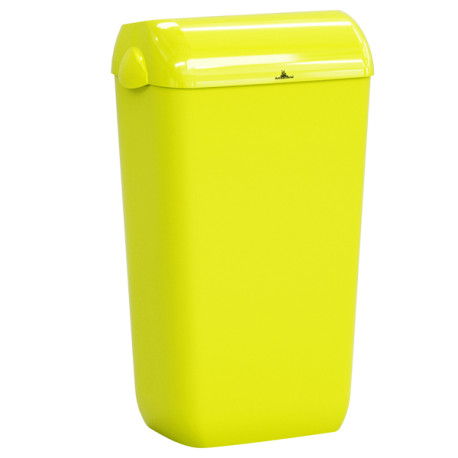 Cestino gettacarte Skin - con coperchio - 54,5 x 22,5 x 33,5 cm - 23 L - giallo fluo - Mar Plast