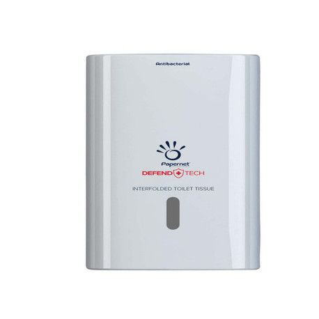 Dispenser carta igienica Defend Tech - interfogliata - 26,5 x 16,5 x 13,5 cm - bianco - Papernet