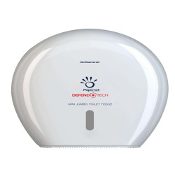 Dispenser carta igienica Defend Tech rotolo Mini Jumbo - 24,9 x 25,7 x 14,8 cm - rotolo diametro 23 cm - bianco - Papernet