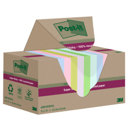 Blocco foglietti Post it® SuperSticky Green - 622R-SS12COL - 47,6 x 47,6 mm - carta riciclata - colori pastello assortiti - 70 