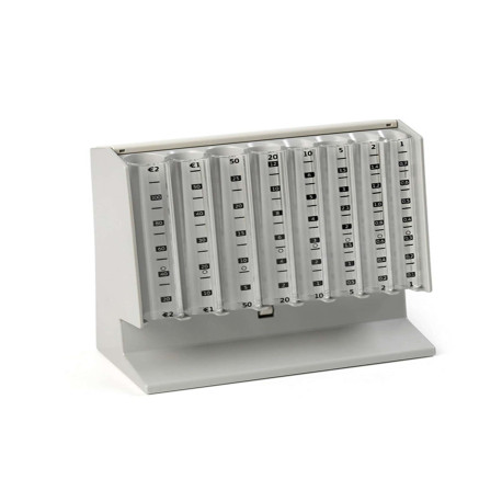 Distributore manuale di monete Eurocoin - 25 x 10,4 x 17 cm - grigio chiaro - Holenburg